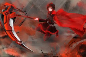 boots, Flowers, Scythe, Redheads, Skirts, Belts, Corset, Weapons, Jackets, Pantyhose, Short, Hair, Ammunition, Hoodies, Anime, Gray, Eyes, Roses, Coat, Anime, Girls, Bangs, Ruby, Rose, Rwby