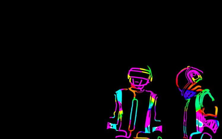 multicolor, Daft, Punk, Black, Background HD Wallpaper Desktop Background