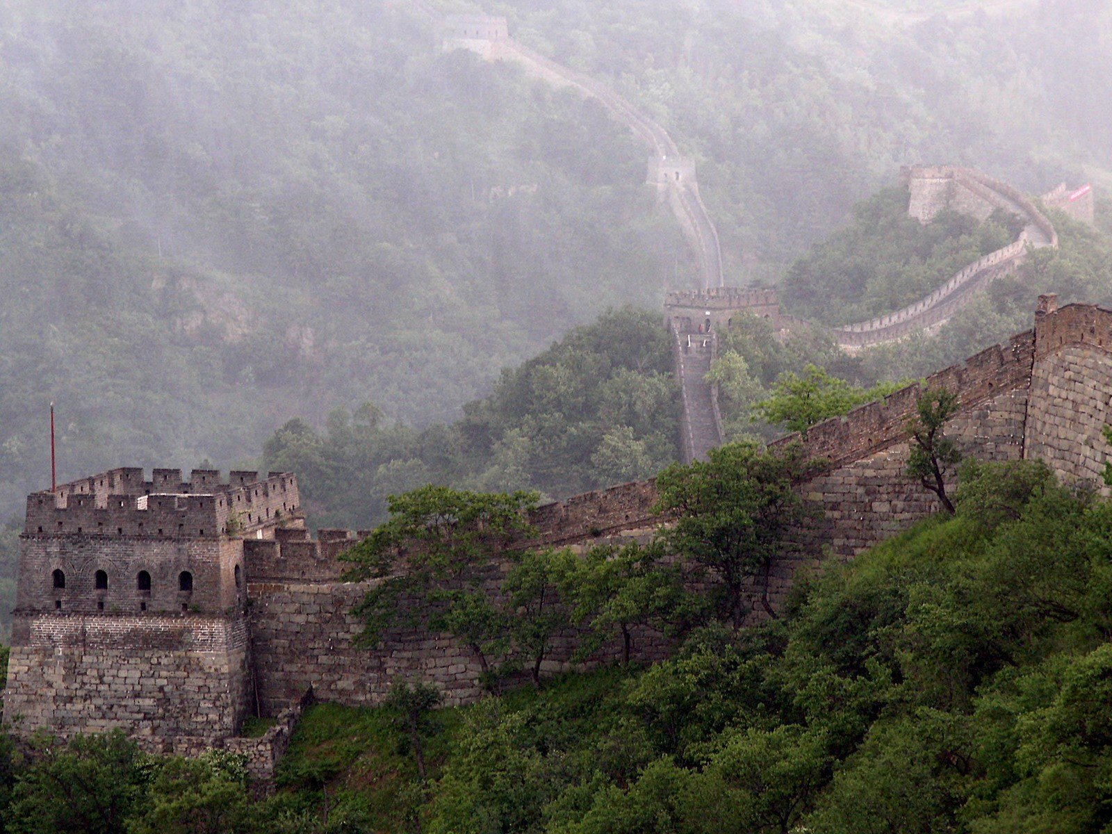 mountains, Castles, Trees, Stones, Fog, Mist, The, Great, Wall, Wall, Of, China Wallpaper
