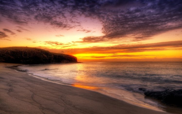 sunset, Ocean, Landscapes, Nature, Coast, Beaches HD Wallpaper Desktop Background
