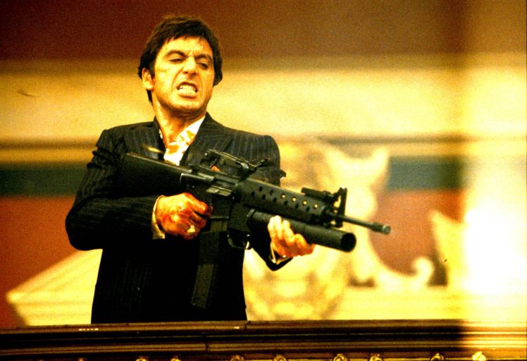 scarface, Crime, Drama, Movie, Film, Weapon, Gun, Battle, Dark, Blood