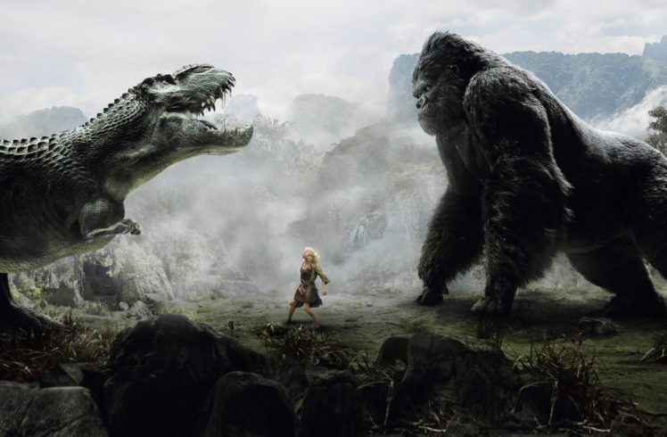 king, Kong, Vs, , T rex HD Wallpaper Desktop Background