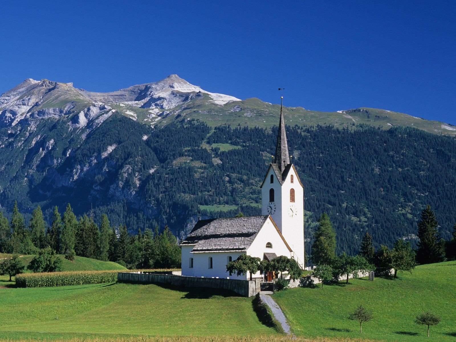 mountains, Churches Wallpaper