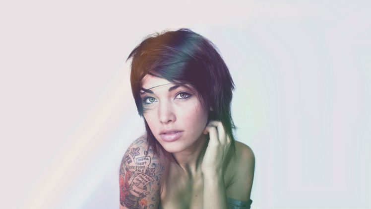 brunettes, Tattoos, Women HD Wallpaper Desktop Background