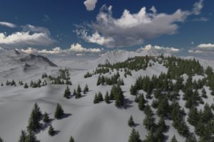 clouds, Winter, Snow, Trees