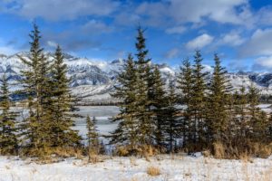 canada, Alberta, Jasper, Winter, Snow, Lake, River, Mountains