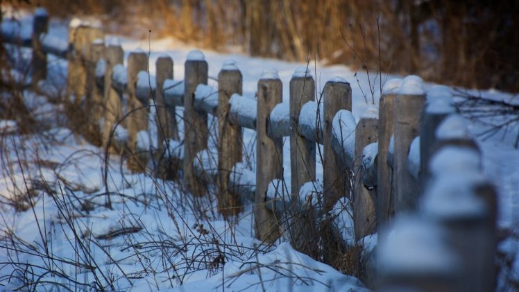 fence, Winter, Snow, Grass HD Wallpaper Desktop Background