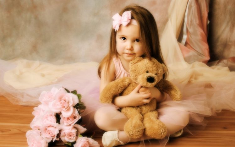 girl, Teddy, Bear, Roses, Mood, Cute HD Wallpaper Desktop Background