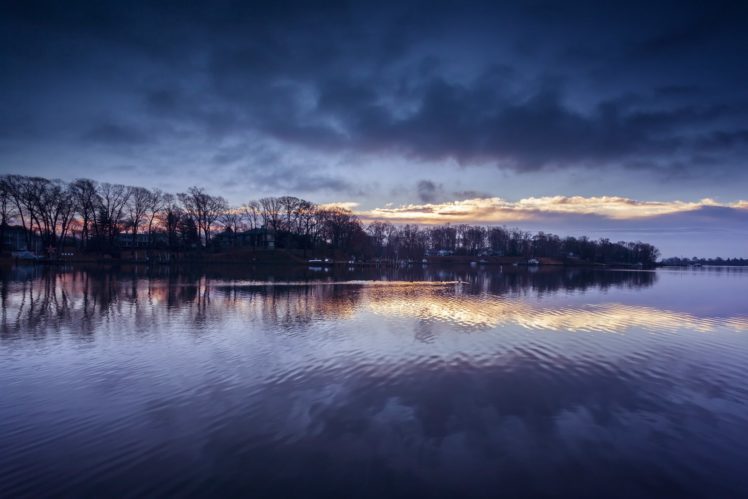 river, Shore, Maryland, Usa, Evening, Reflection HD Wallpaper Desktop Background