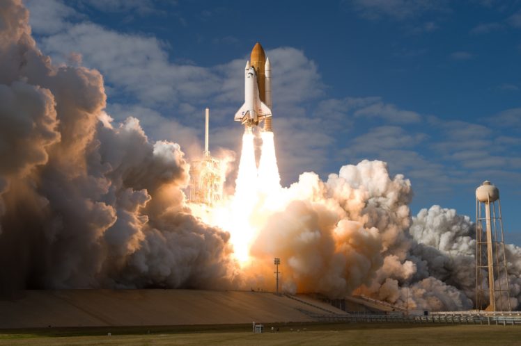 shuttle, Launch, Site, Atlantis, Spaceship, Space, Rocket, Fire, Nasa HD Wallpaper Desktop Background