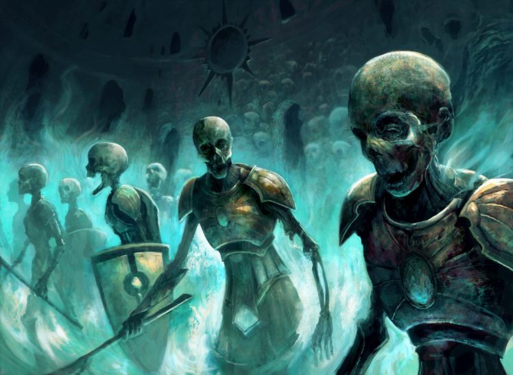 undead, Magic, Skeletons, Art, Zombies, Warrior, Weapon, Dark, Fantasy, Skull HD Wallpaper Desktop Background