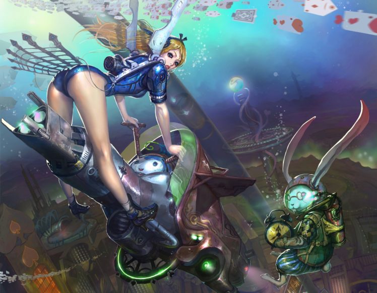 alice, Steampunk, Fantastic, World, Underwater, World, Fantasy, Sci fi HD Wallpaper Desktop Background