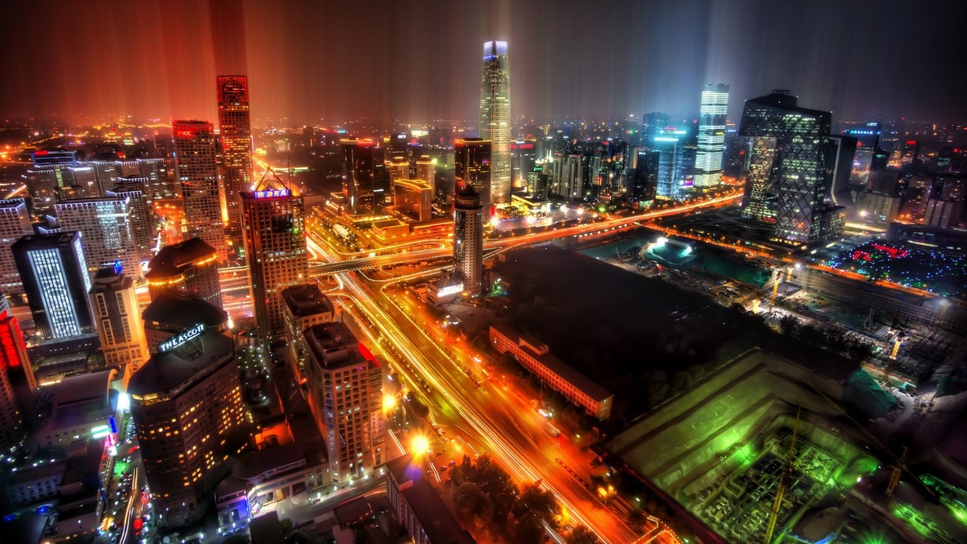 cityscapes, Night, Rain, China, Downtown, Beijing, After Wallpaper