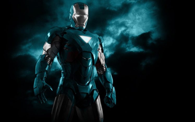 blue, Iron, Man, Robots, Superheroes, Armor, Black, Background HD Wallpaper Desktop Background
