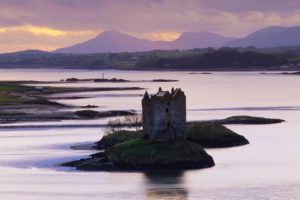 sunset, Scotland, Castle, Stalker