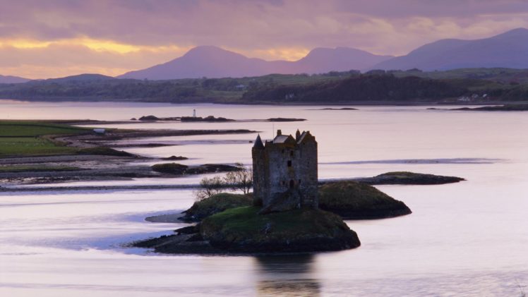 sunset, Scotland, Castle, Stalker HD Wallpaper Desktop Background