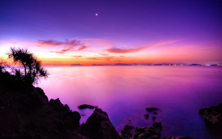 violet, Sea, Scenary HD Wallpaper Desktop Background
