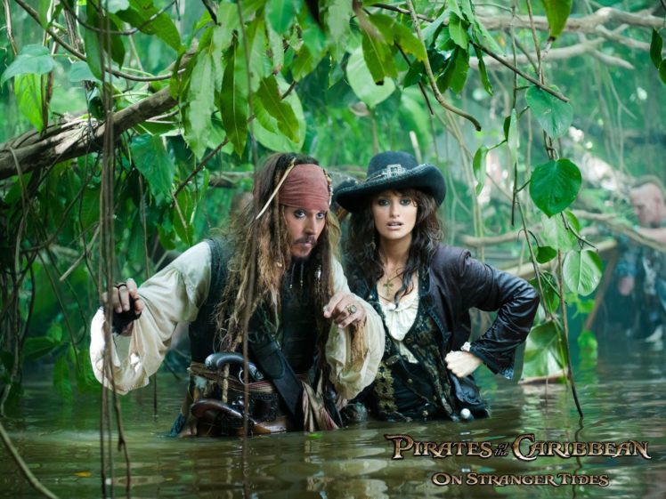 penelope, Cruz, Pirates, Of, The, Caribbean, Johnny, Depp, Captain, Jack, Sparrow HD Wallpaper Desktop Background