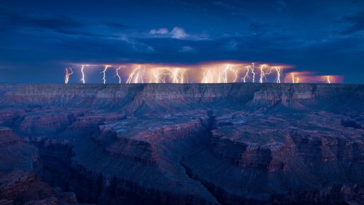 nature, Grand, Canyon, Lightning HD Wallpaper Desktop Background