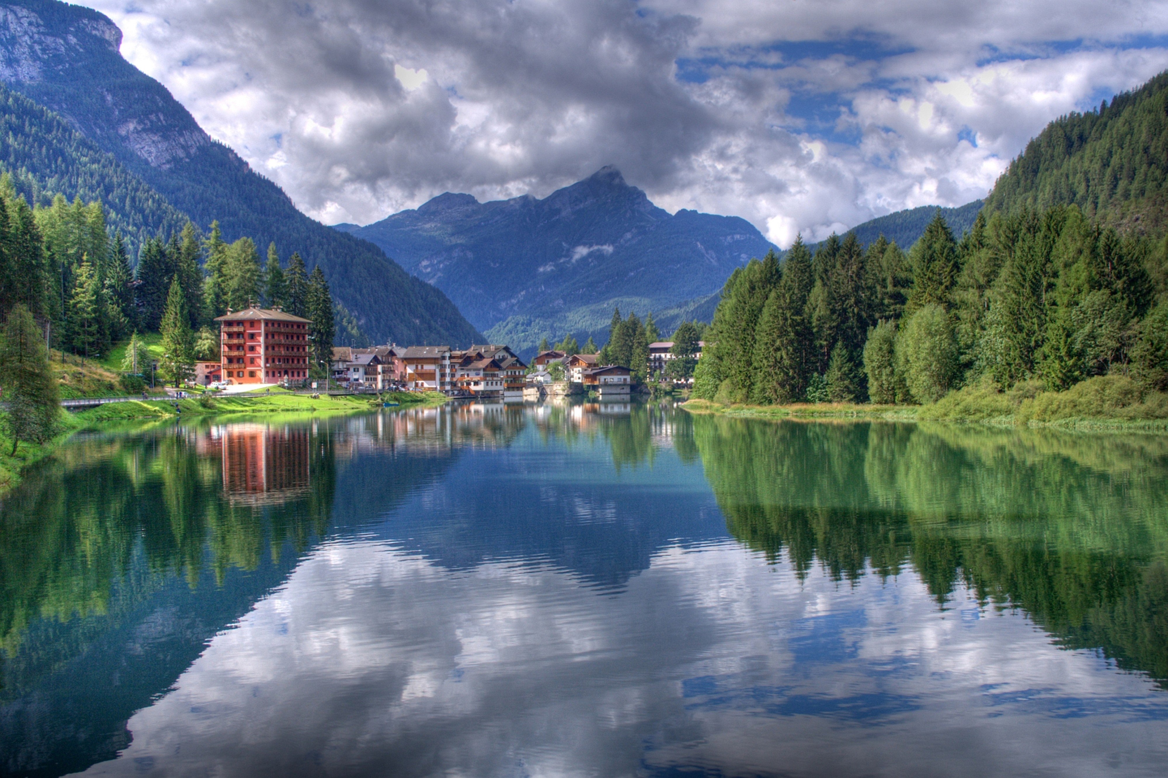 lago, Di, Alleghe, Belluno, Italy, Landscape, Lake, 4000x2664 Wallpaper
