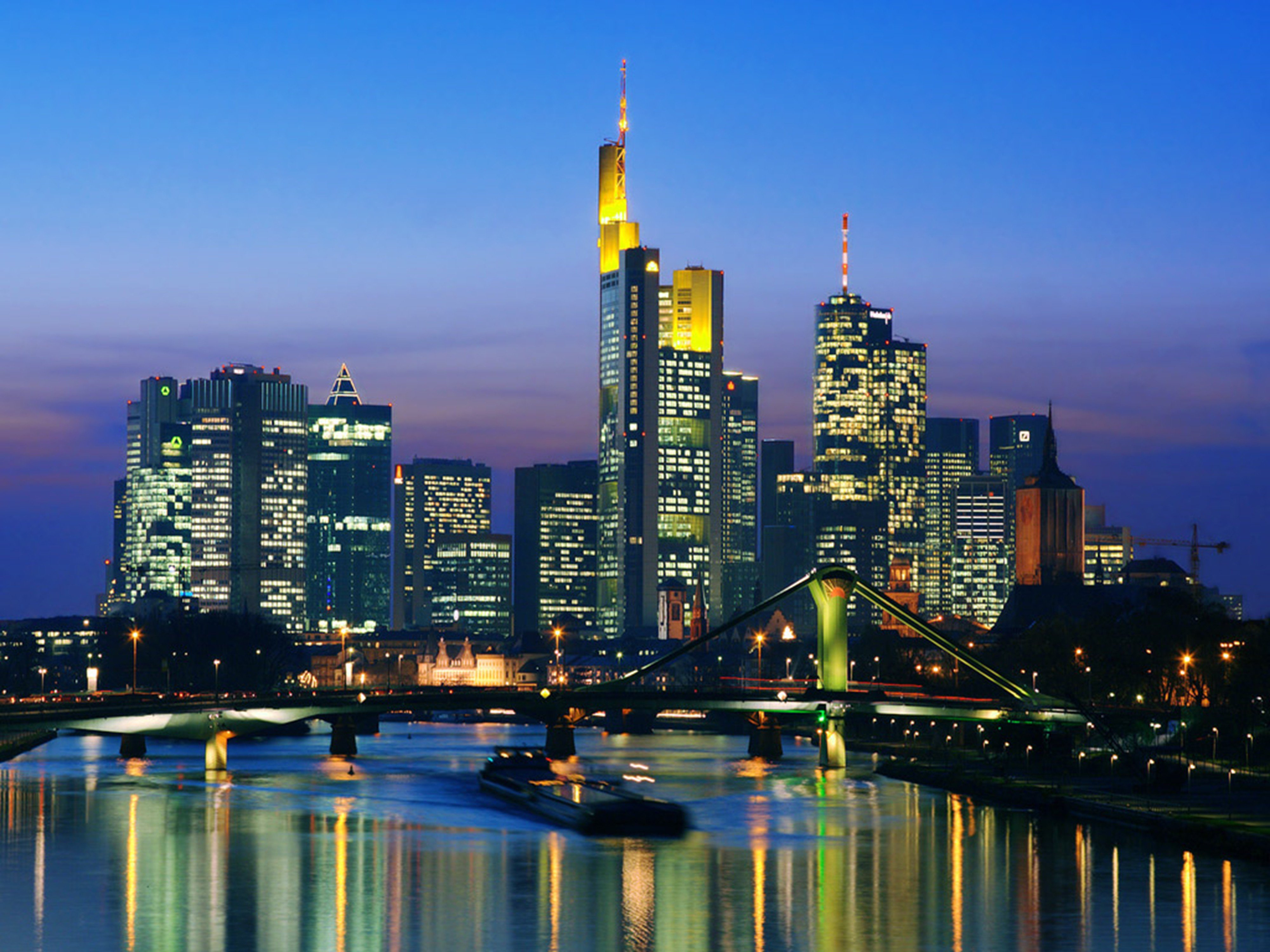 skyline, Night, Frankfurt, Germany, Cityscape, City, 4000x3000, Building Wallpapers HD / Desktop 