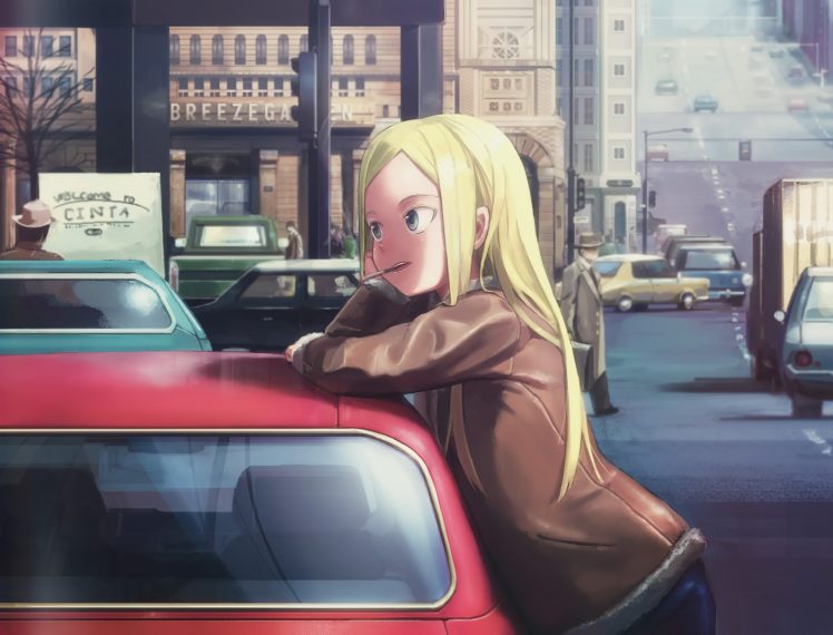 blonde, Hair, Car, Hiyoko, 0, 02original, Smoking HD Wallpaper Desktop Background
