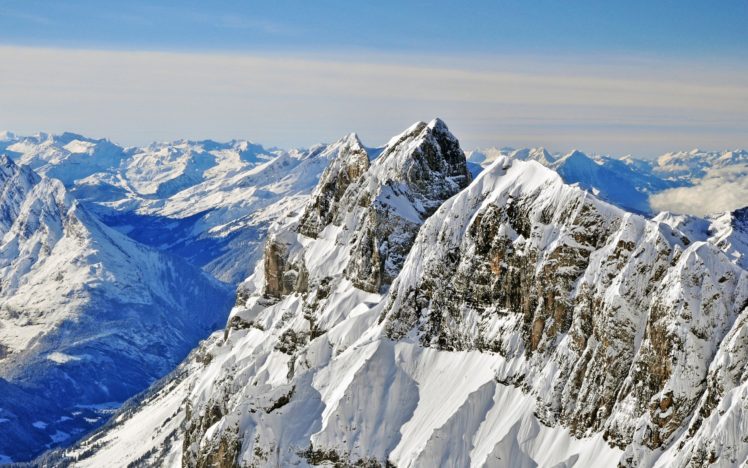 mountains, Winter, Peaks HD Wallpaper Desktop Background