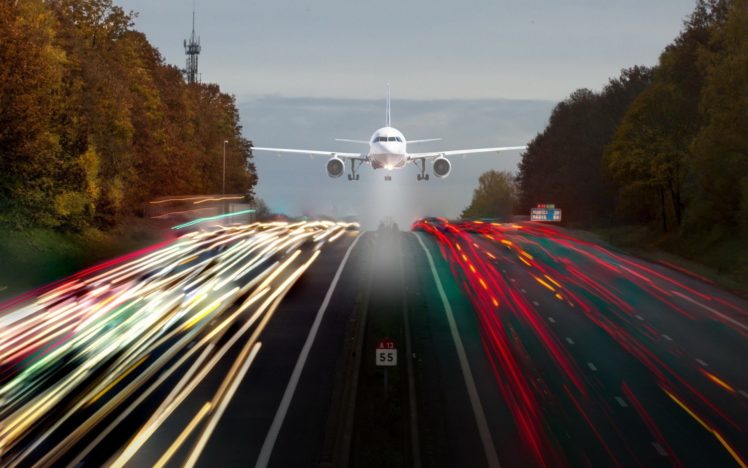 aircraft, Highways, Long, Exposure, Photo, Manipulation HD Wallpaper Desktop Background