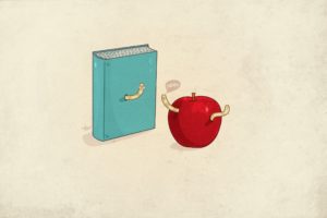 minimalistic, Nerd, Funny, Books, Apples, Simple, Background, Worms
