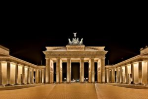 brandenburg, Gate, Berlin, Germany, Euope, City, Monument, Night
