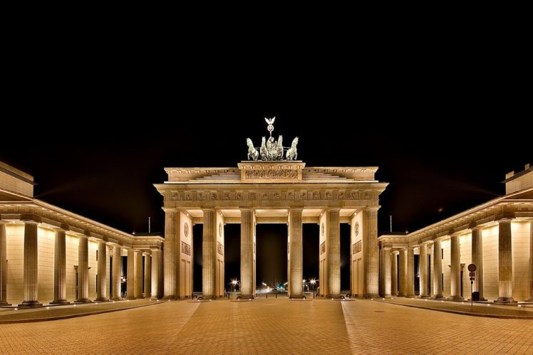 brandenburg, Gate, Berlin, Germany, Euope, City, Monument, Night HD Wallpaper Desktop Background