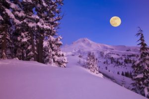 dawn, Moon, Oregon, Mount