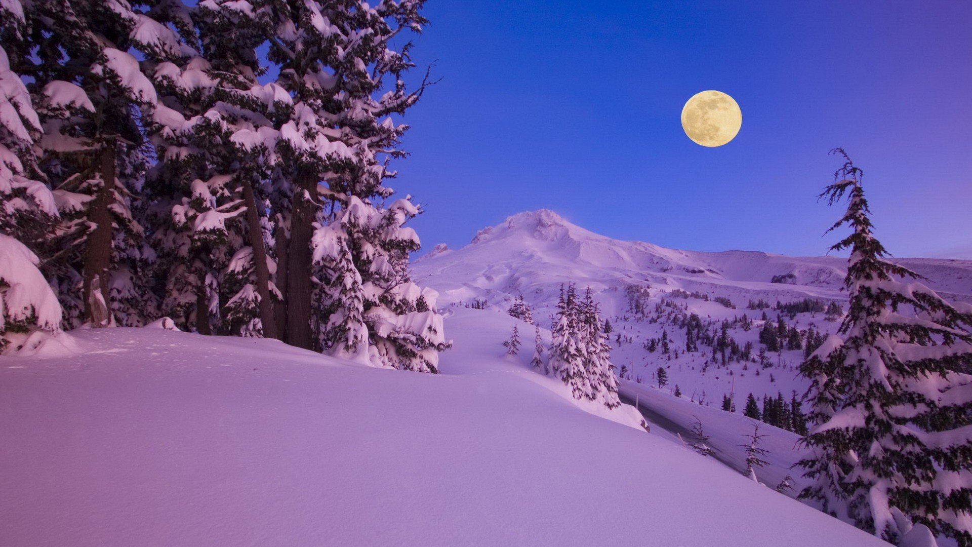 dawn, Moon, Oregon, Mount Wallpaper