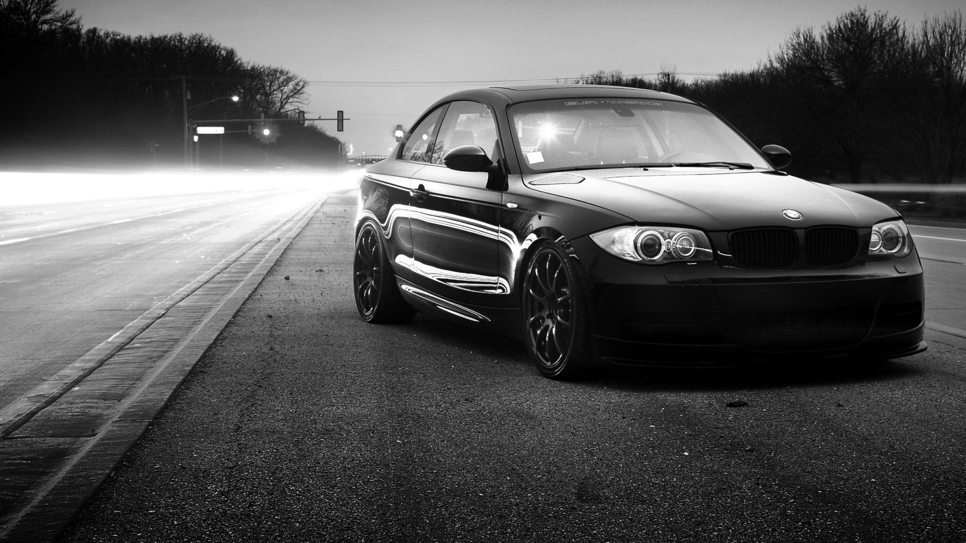 bmw, Cars, Grayscale, Roads, Tuning Wallpaper