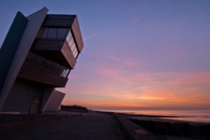 sunset, Coast, Architecture, Buildings, Modern