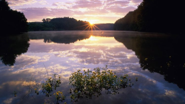 landscapes, Reflection, Water, Sunrise, Sunset, Sky, Clouds HD Wallpaper Desktop Background