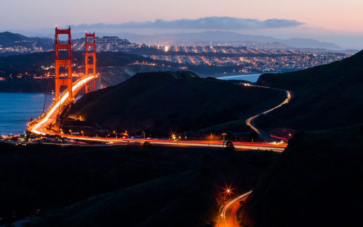 golden, Gate, Bridge, Bridge, San, Francisco, Timelapse, Cities, Night, Sunset, Sunrise, Landscapes HD Wallpaper Desktop Background
