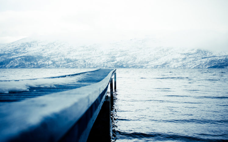 landscapes, Mountains, Winter, Snow, Clouds, Fog, Pier, Dock, Architecture HD Wallpaper Desktop Background