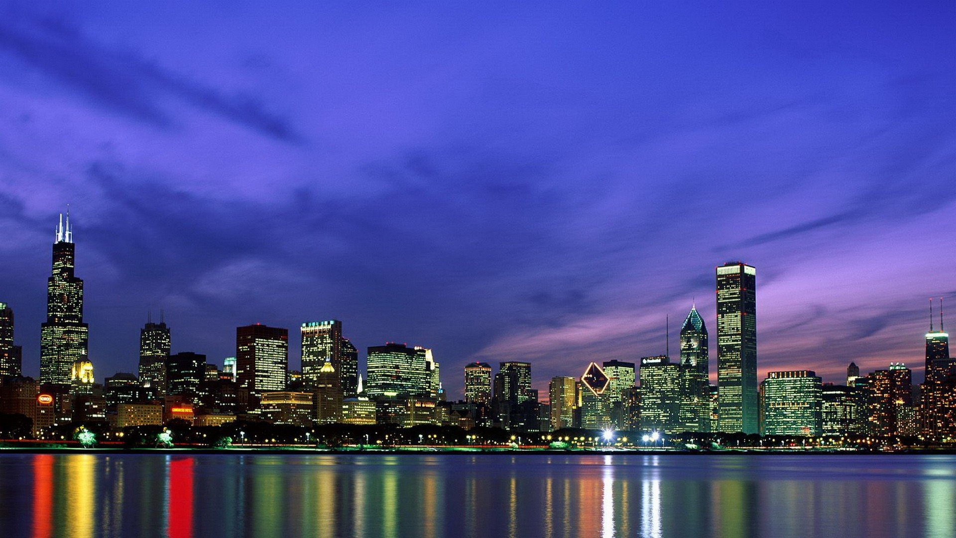 landscapes, Cityscapes, Chicago, Night, Skyscapes, Night, Landscapes Wallpaper