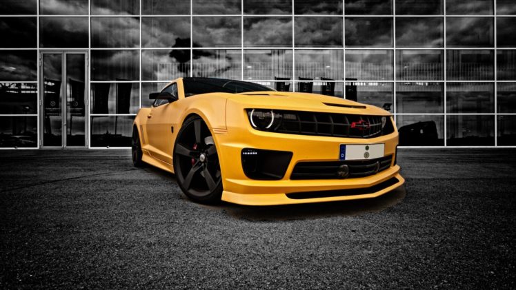 black, Mirrors, Yellow, Chevrolet, Camaro, Wheels HD Wallpaper Desktop Background