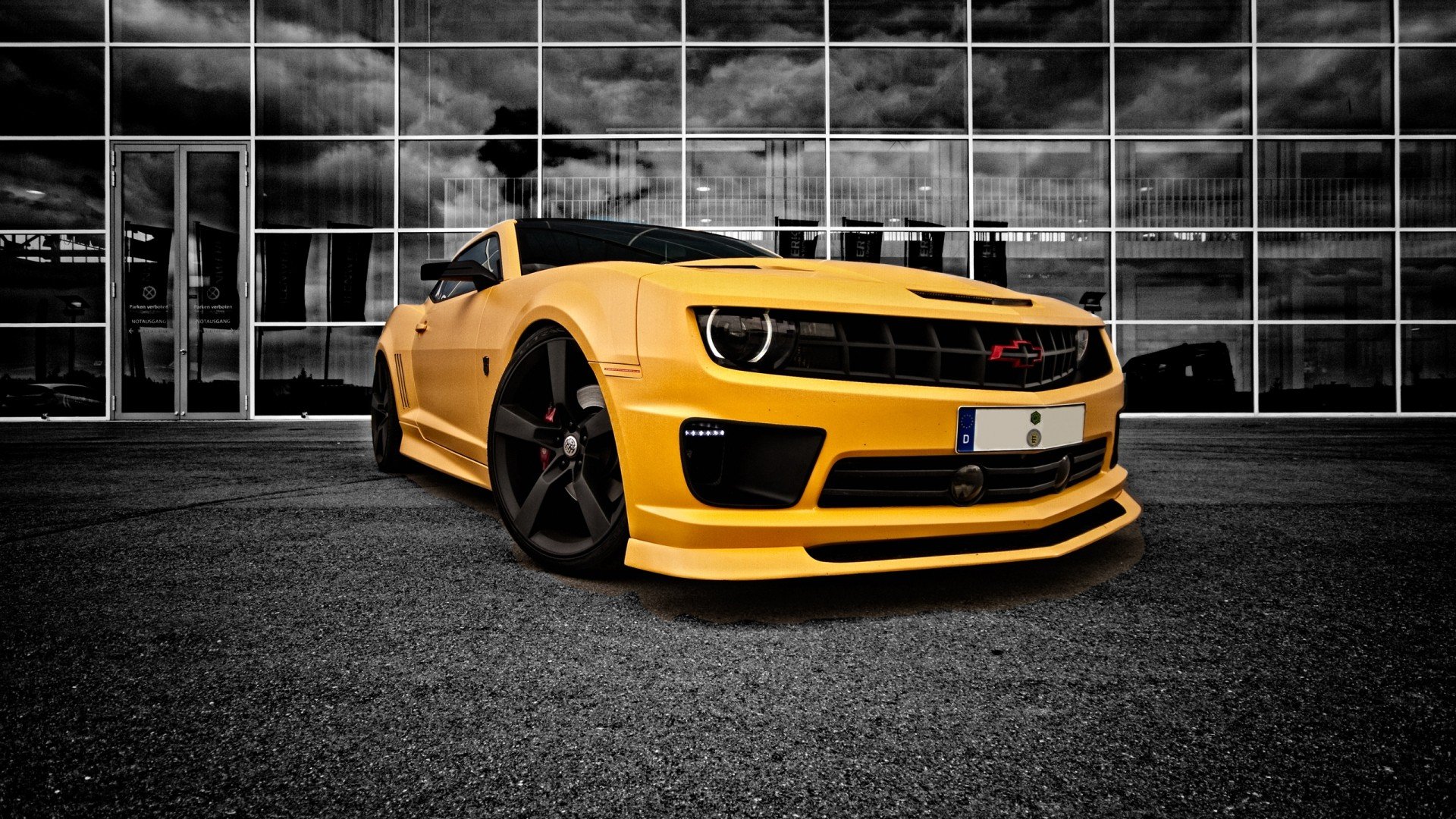 black, Mirrors, Yellow, Chevrolet, Camaro, Wheels Wallpaper
