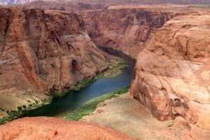 green, Water, Landscapes, Nature, Red, Canyon, Cliffs, Plants, Arizona, Rivers, Colorado, River