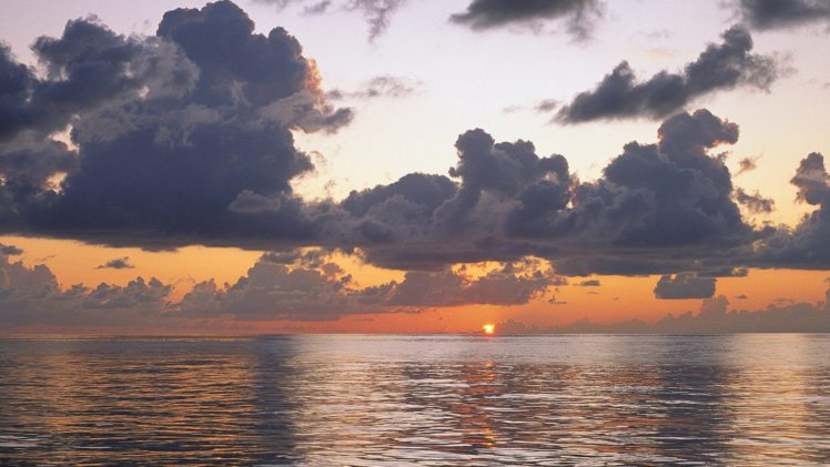sunset, Clouds, Rain, Pacific, Ocean, Skyscapes, Sea HD Wallpaper Desktop Background