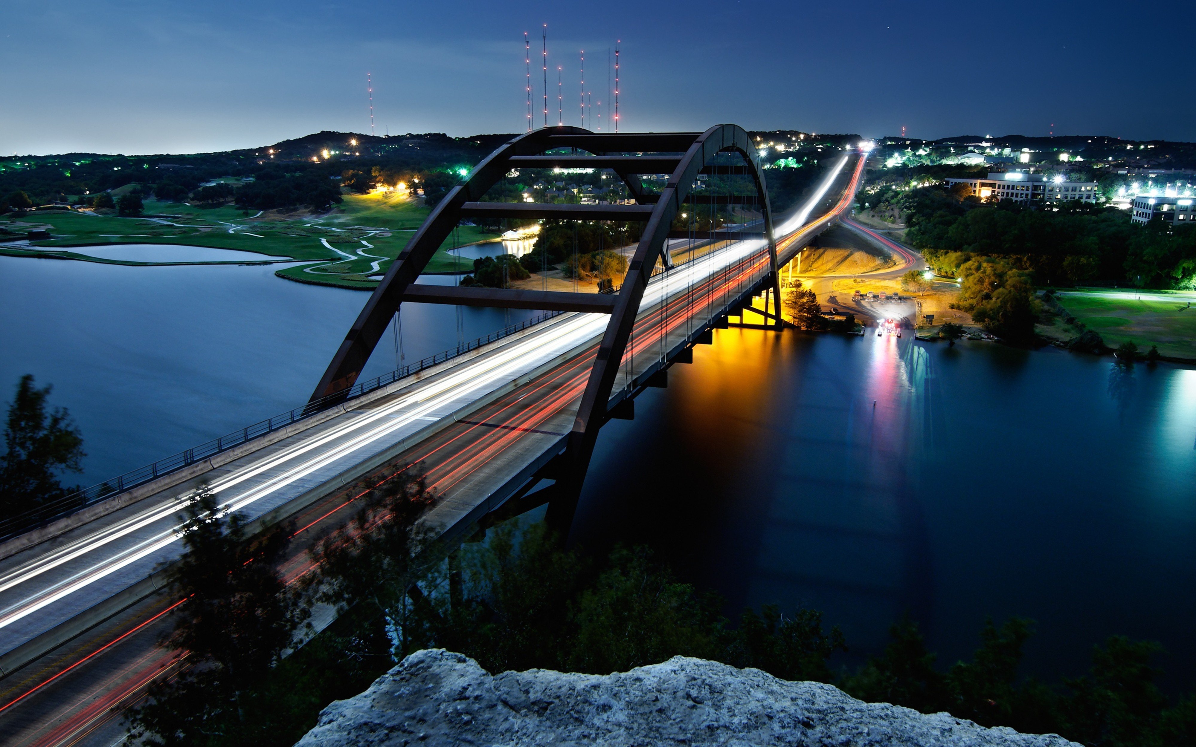 pennybacker, Bridge, Austin, City, Cityscape, Night, 4000x2500 Wallpaper