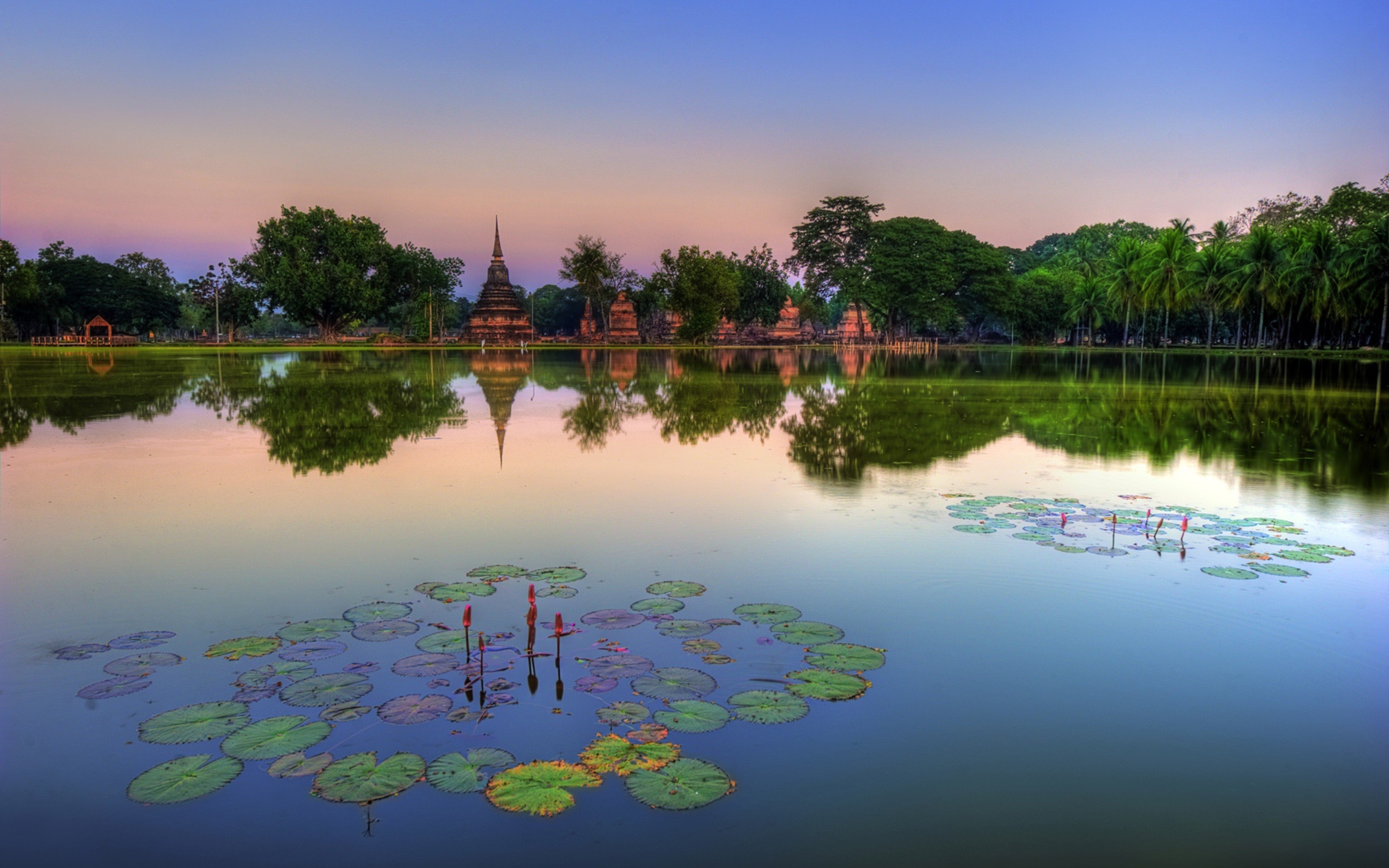 sukhothai, Historical, Park, Thailand, Lake, 4000x2500 Wallpaper