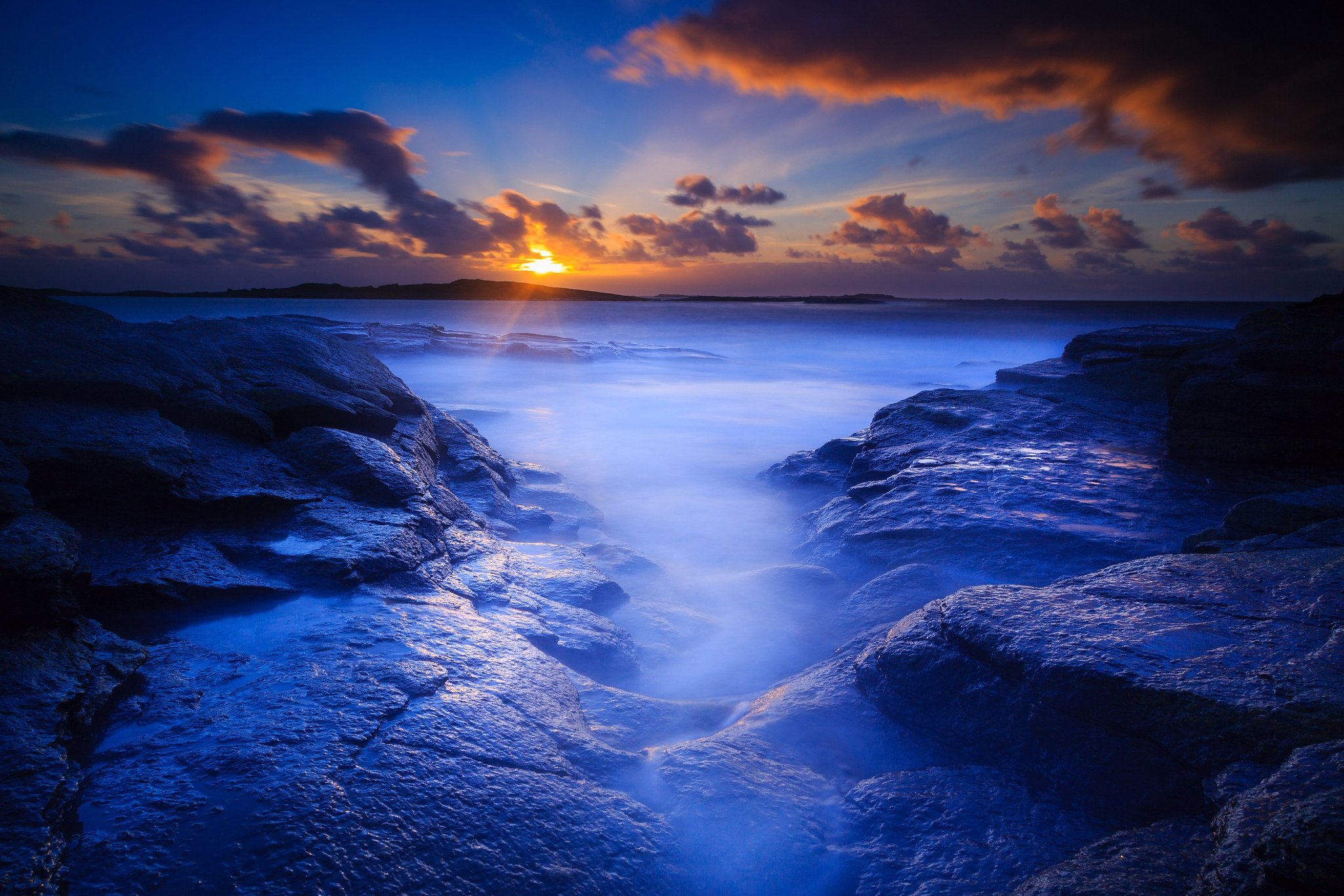 sunrise, Beach, Rocks, Morning Wallpaper