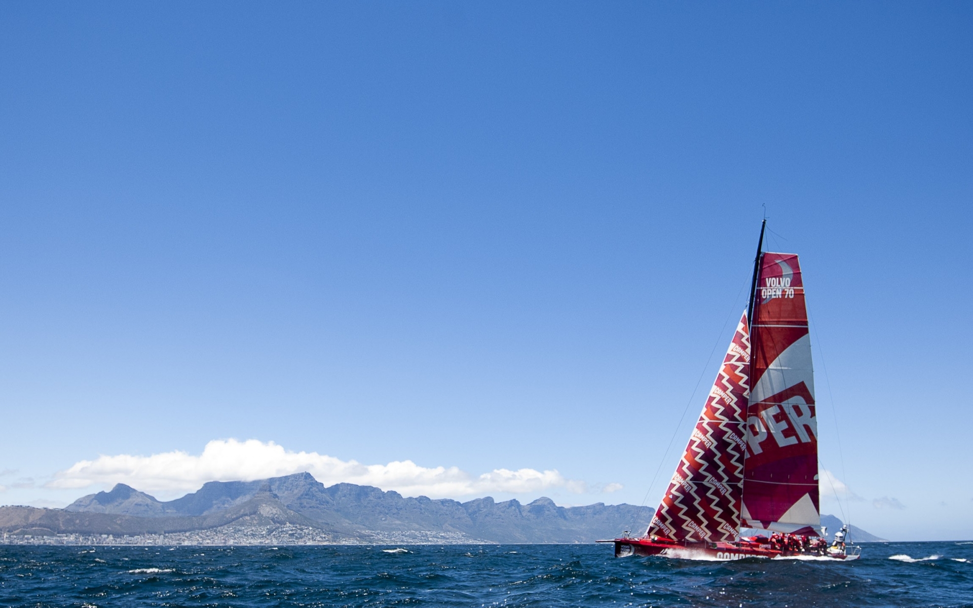 sailing, Racing, Ocean, Sea, Sports, Mountains, Shore, Coast, Sky Wallpaper