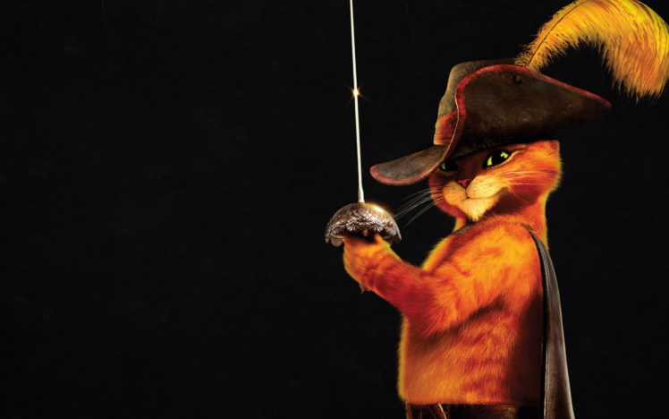 puss, In, Boots, Animated, Cartoon, Cats, Humor, Weapons, Sword, Fantasy HD Wallpaper Desktop Background