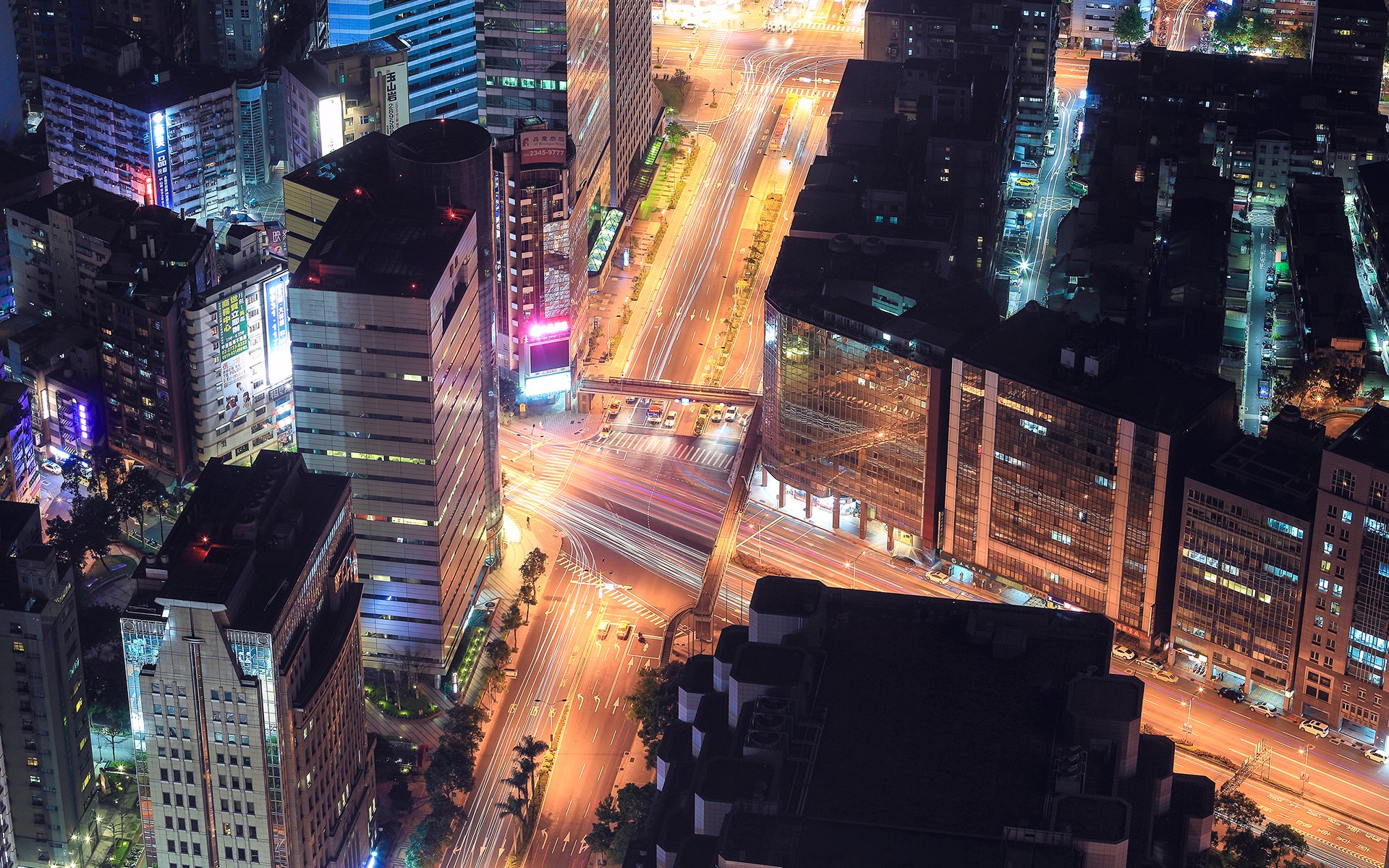 buildings, Skyscraper, Timelapse, Lights, Night, Street Wallpaper