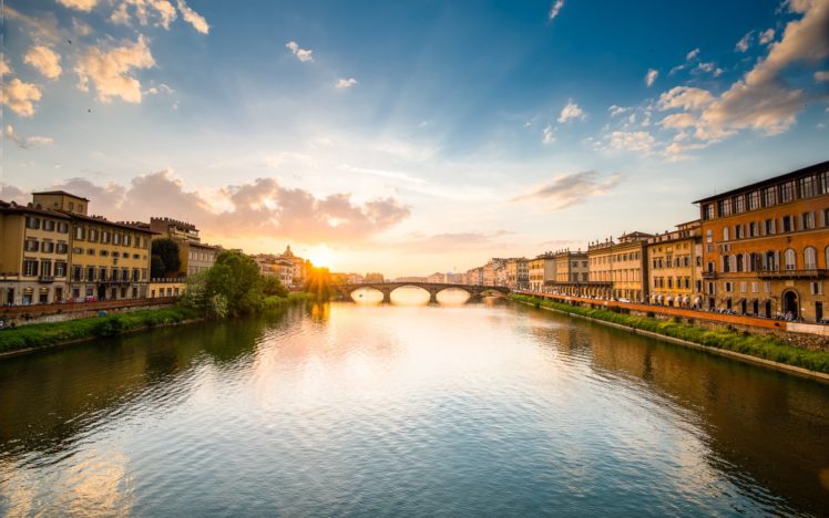 buildings, River, Bridge, Sunset, Sunlight HD Wallpaper Desktop Background